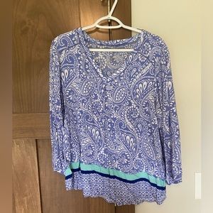 EUC St. John's Bay Paisley Flowy Blouse Size XL